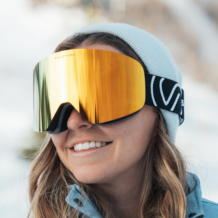 Nova Golden Solstice Snowboard Winter Sports Goggles White Frame
