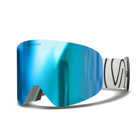 Blue reflective ski goggles sales